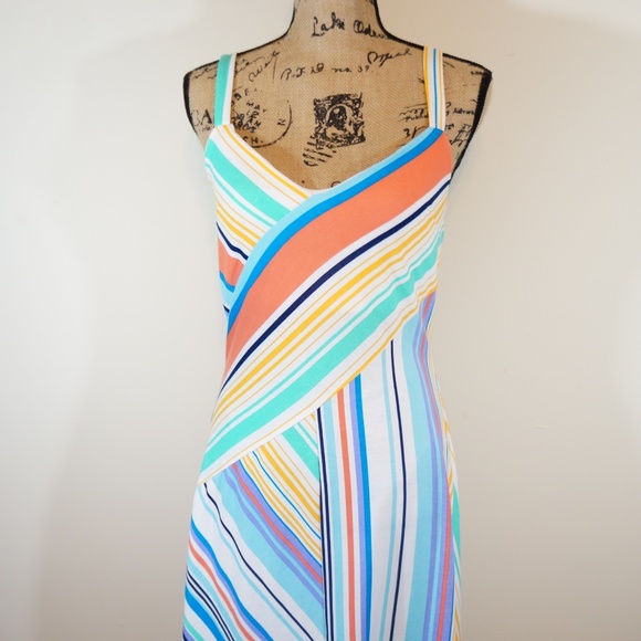 Bebop Striped Asymmetrical Midi Dress - Picture 5 of 8